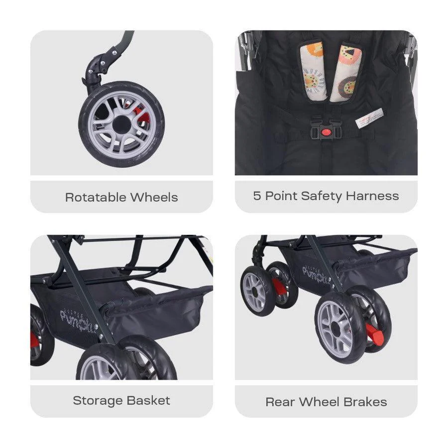 Kiddie Kingdom Baby Stroller With Personalized Name Plate - Black Safari - Image 7