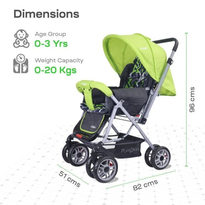 Kiddie Kingdom Baby Stroller With Personalized Name Plate - Green Black - Image 5