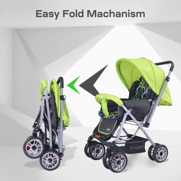 Kiddie Kingdom Baby Stroller With Personalized Name Plate - Green Black - Image 6
