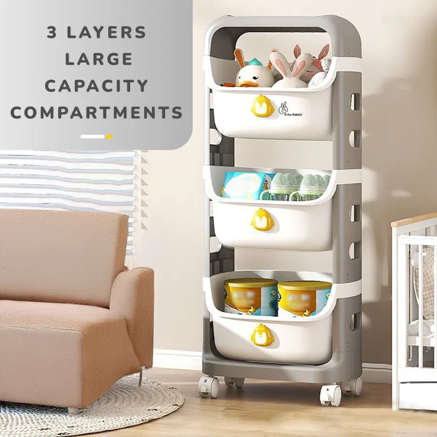 Kiddo Korner Frosty Storage Basket For Kids Lightweight Storage Organizer - Grey White - Image 4