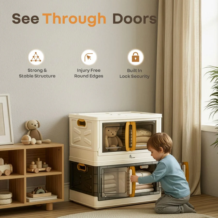 Kiddo Korner Pod Kids Storage Organizer Set of 2 – 20L Each - Beige Brown - Image 6