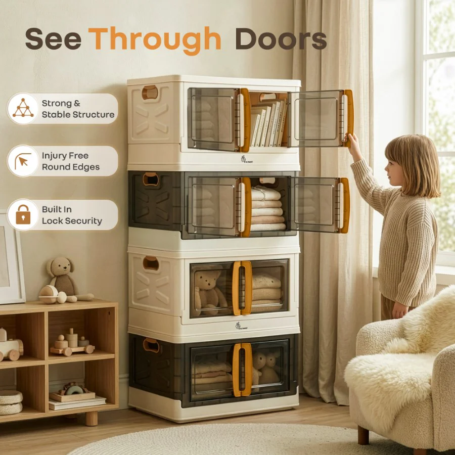 Kiddo Korner Pod Kids Storage Organizer Set of 4 – 20L Each - Beige Brown - Image 6