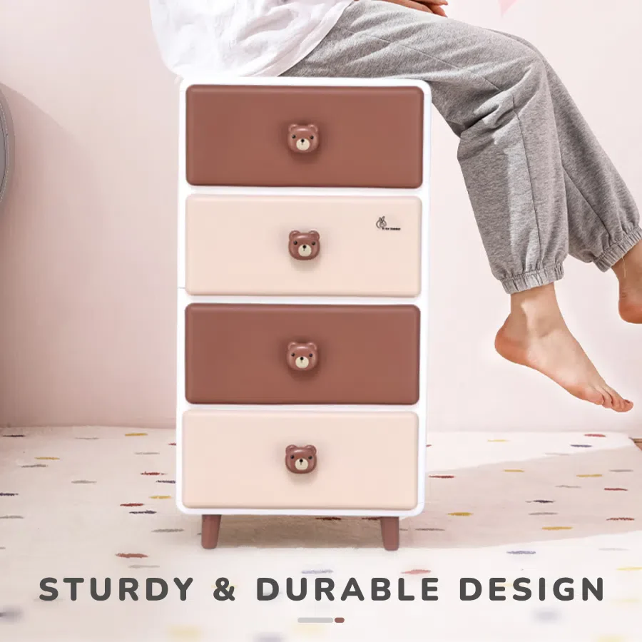 Kiddo Korner Teddy Storage Organizer For Kids With 4 Layers of Spacious Storage - Brown White - Image 4