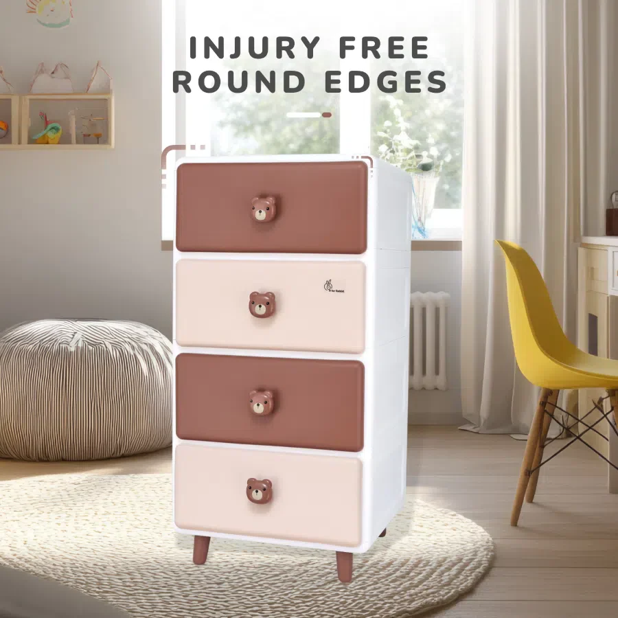 Kiddo Korner Teddy Storage Organizer For Kids With 4 Layers of Spacious Storage - Brown White - Image 6