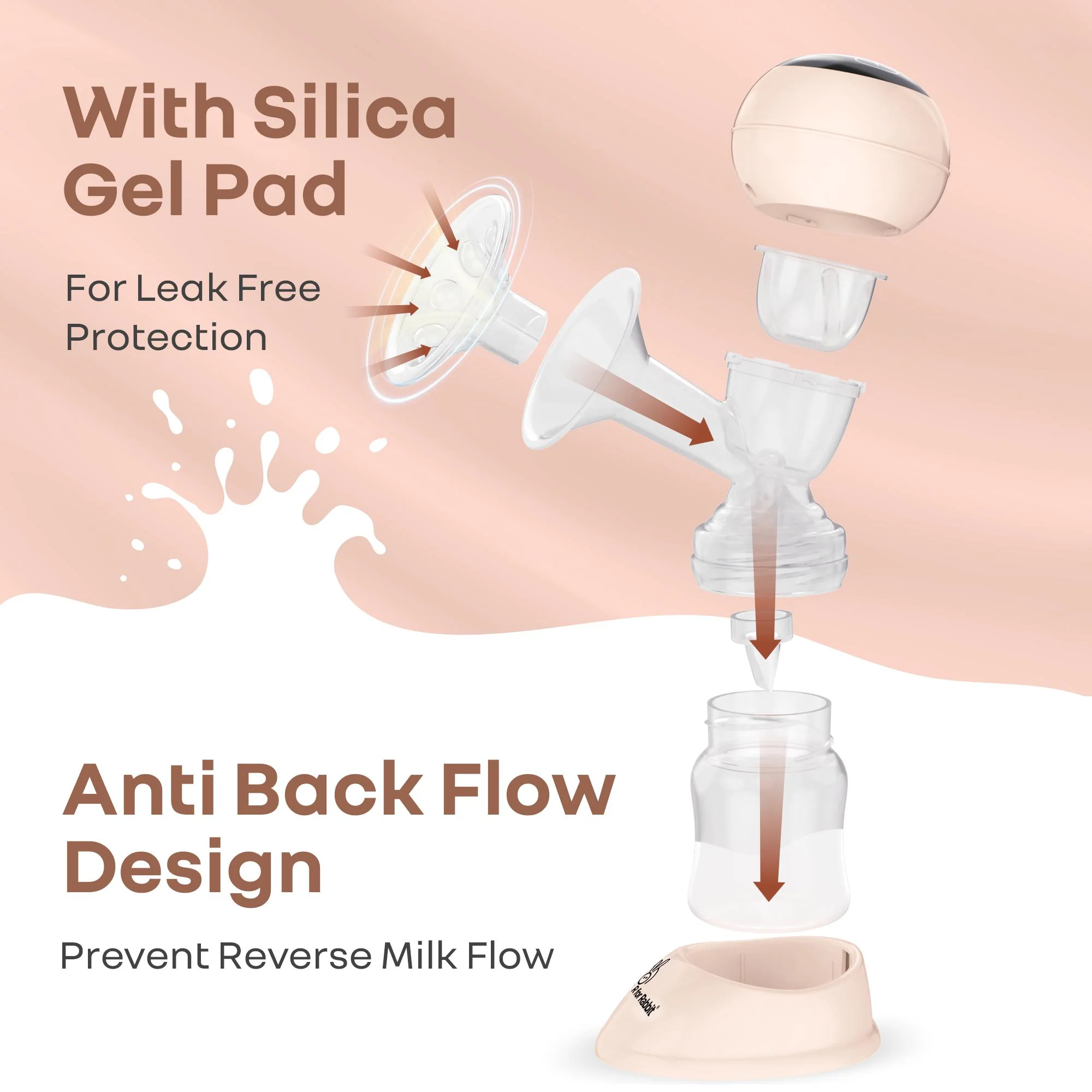Lactella Comfort Breast Pump With Dual Modes, 9 Levels & LED Display & USB charging - Peach - Image 4