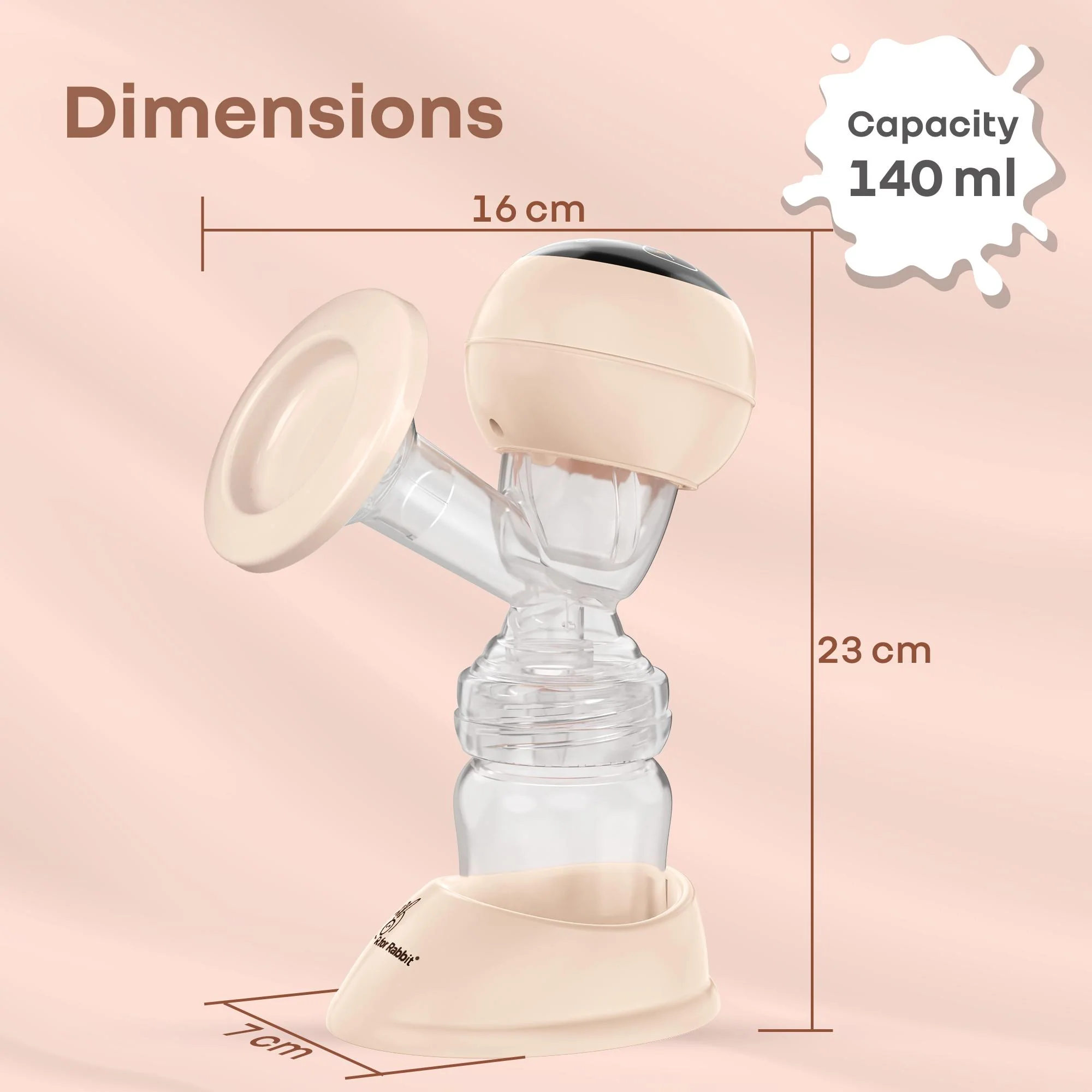 Lactella Comfort Breast Pump With Dual Modes, 9 Levels & LED Display & USB charging - Peach - Image 8