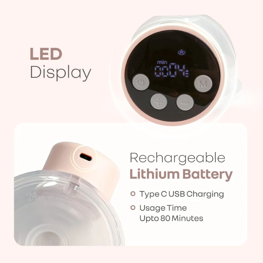 Lactella Flexi Breast Pump - Hands-Free & Rechargeable with 180ml Milk Container - Peach - Image 6