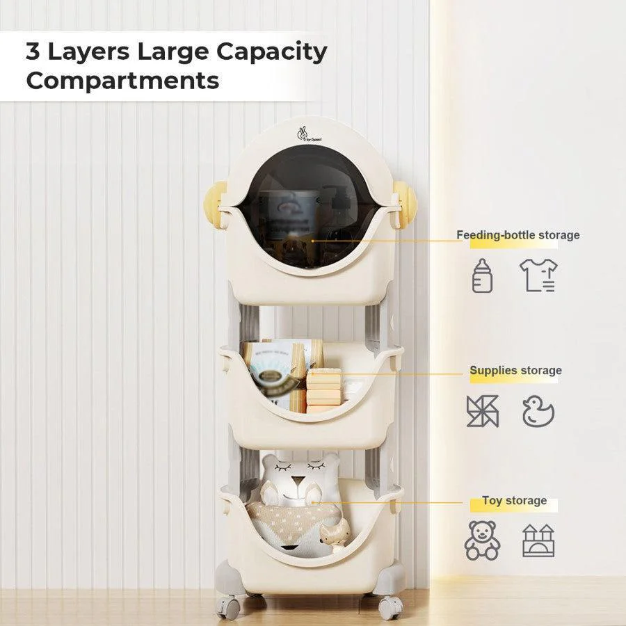 Little Genius Astro Kid's Toys and Stationery Storage Organizer - White Grey - Image 4