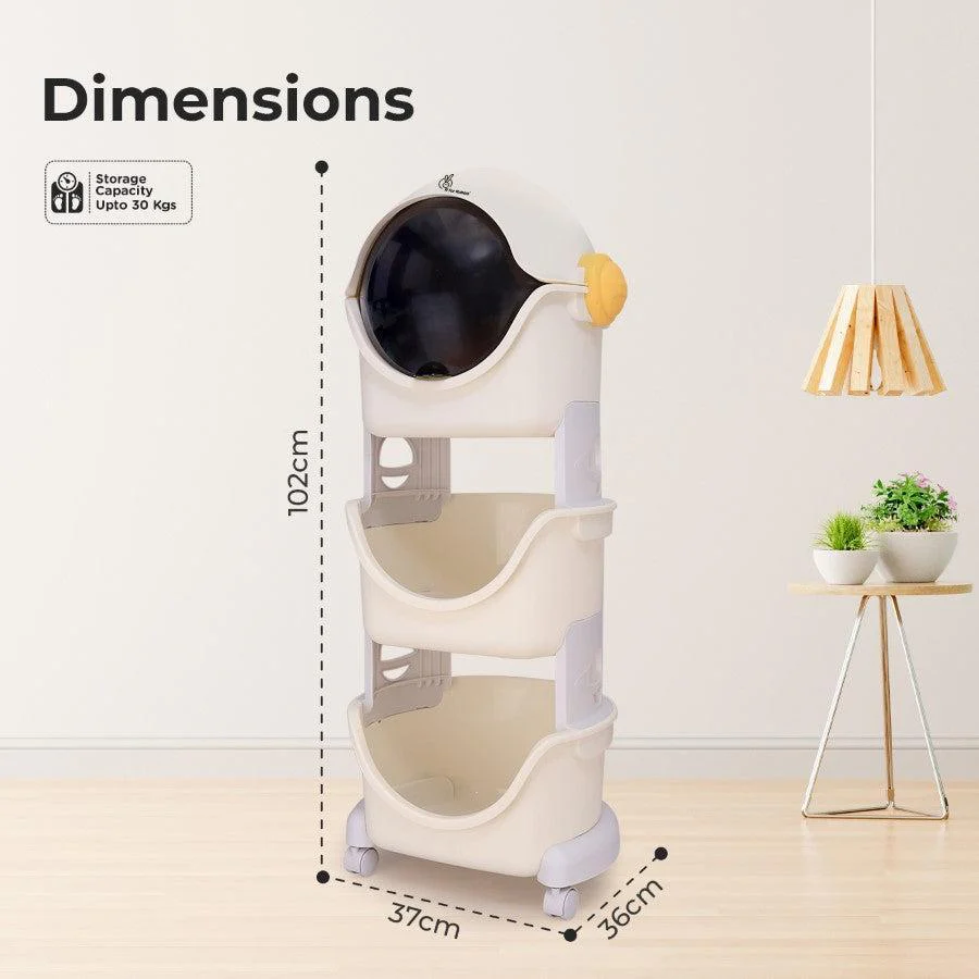 Little Genius Astro Kid's Toys and Stationery Storage Organizer - White Grey - Image 7