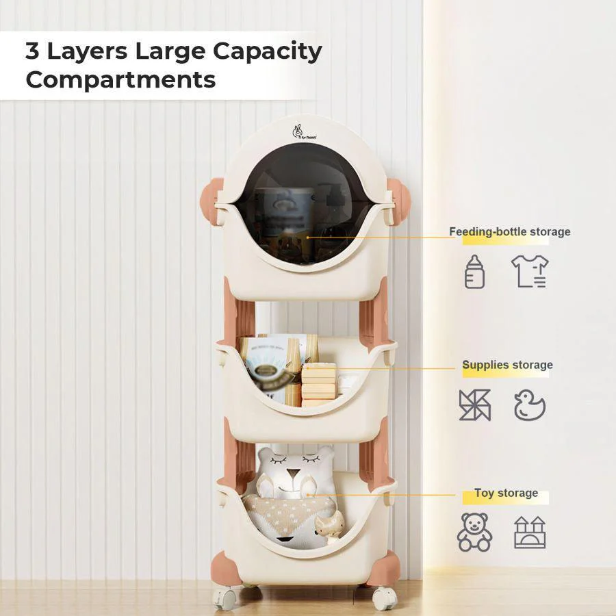 Little Genius Astro Kid's Toys and Stationery Storage Organizer - White Pink - Image 4