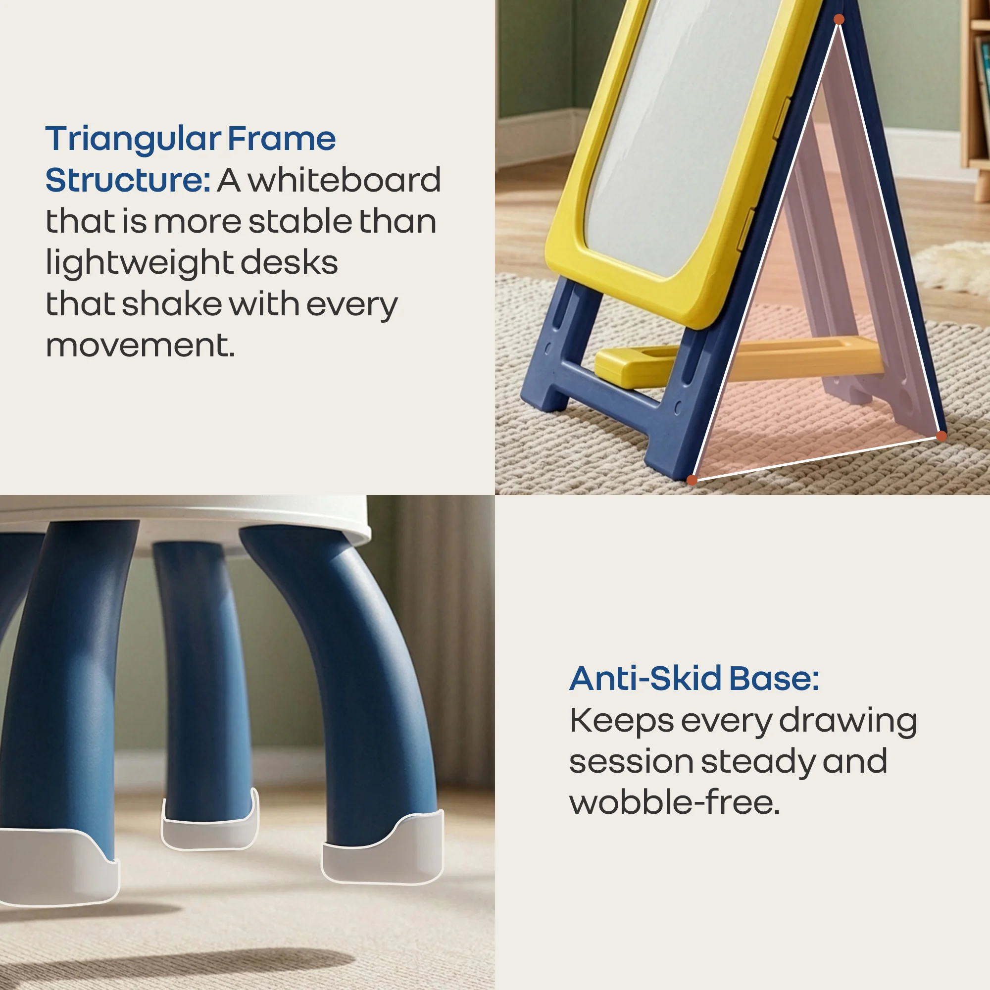 Little Genius Doodle Duo Whiteboard & Chair Set for 3–7 Years, 7-Level Height Adjustable, Foldable Study Table, Upto 40 kg - Yellow Blue - Image 5