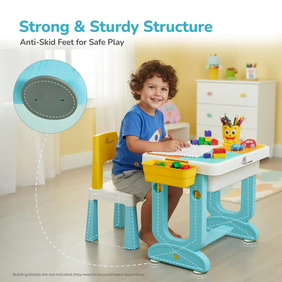 Little Genius Learner Study Table Set for Kids 4-in-1 Multifunctional Study Table With Portable, Safe & Smart Design - Blue Multi - Image 4