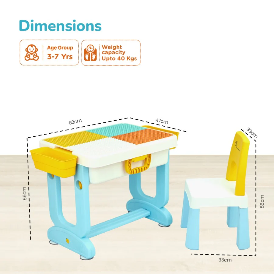 Little Genius Learner Study Table Set for Kids 4-in-1 Multifunctional Study Table With Portable, Safe & Smart Design - Blue Multi - Image 7