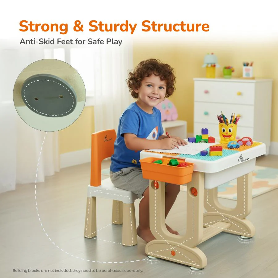 Little Genius Learner Study Table Set for Kids 4-in-1 Multifunctional Study Table With Portable, Safe & Smart Design - Grey Multi - Image 4