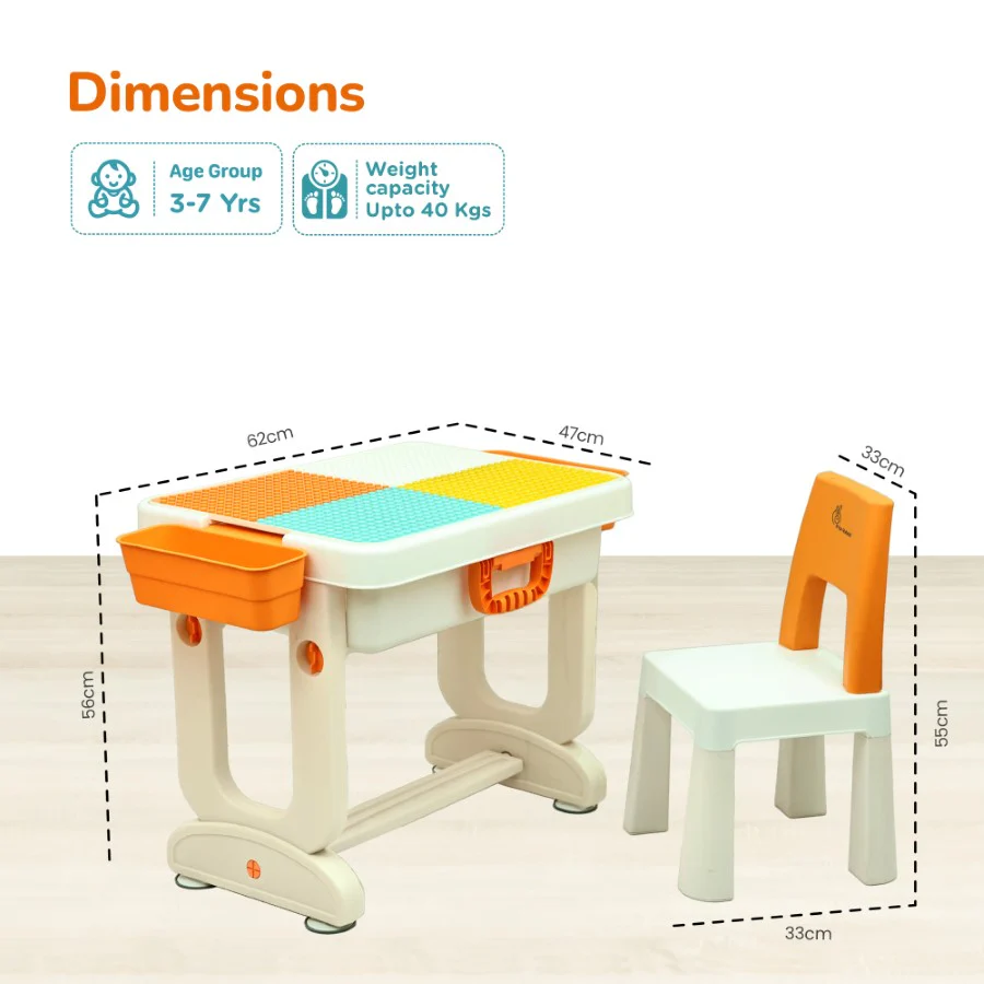 Little Genius Learner Study Table Set for Kids 4-in-1 Multifunctional Study Table With Portable, Safe & Smart Design - Grey Multi - Image 7