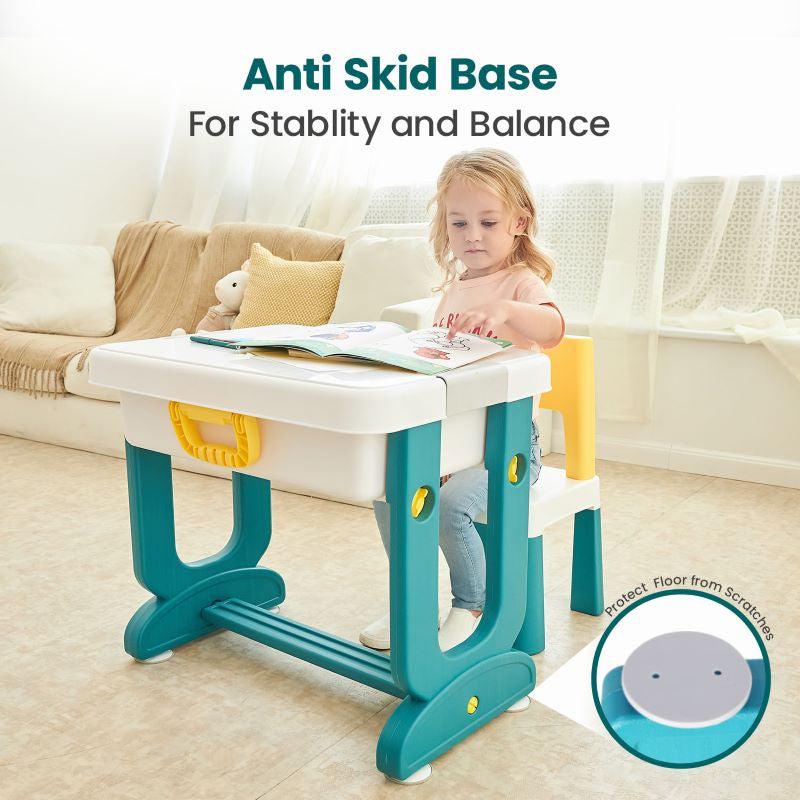 Little Genius Learner Kids Study Table Set with Chair - Blue White - Image 4