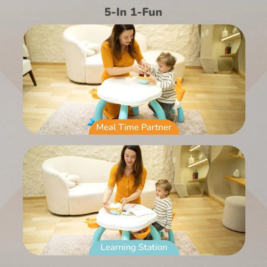 Little Genius Regal Kids Study Table With Chair - Lake Blue Multi - Image 3