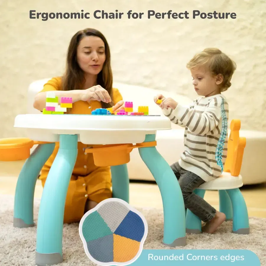 Little Genius Regal Kids Study Table With Chair - Lake Blue Multi - Image 4