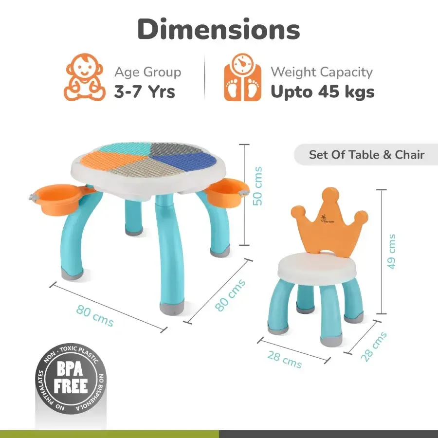 Little Genius Regal Kids Study Table With Chair - Lake Blue Multi - Image 7