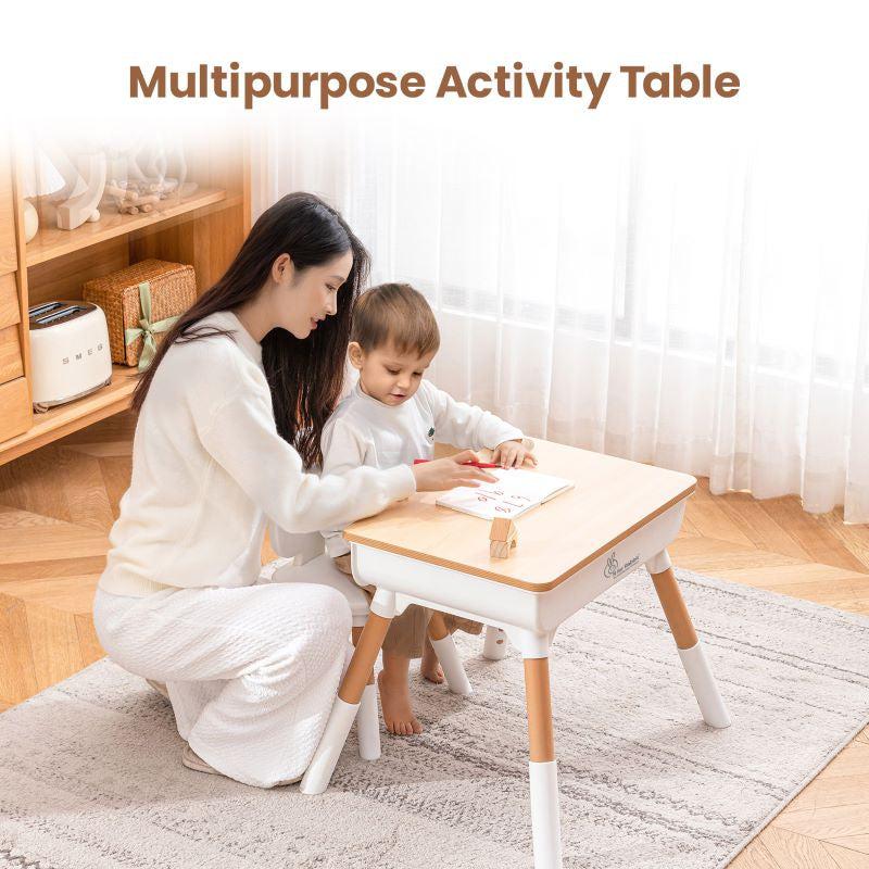 Little Genius Woodland Kids Study Table With Chair - Wood White - Image 7