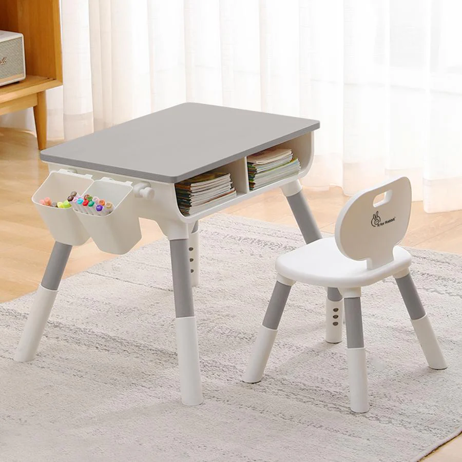 Little Genius Woodland Kids Study Table With Chair - Grey