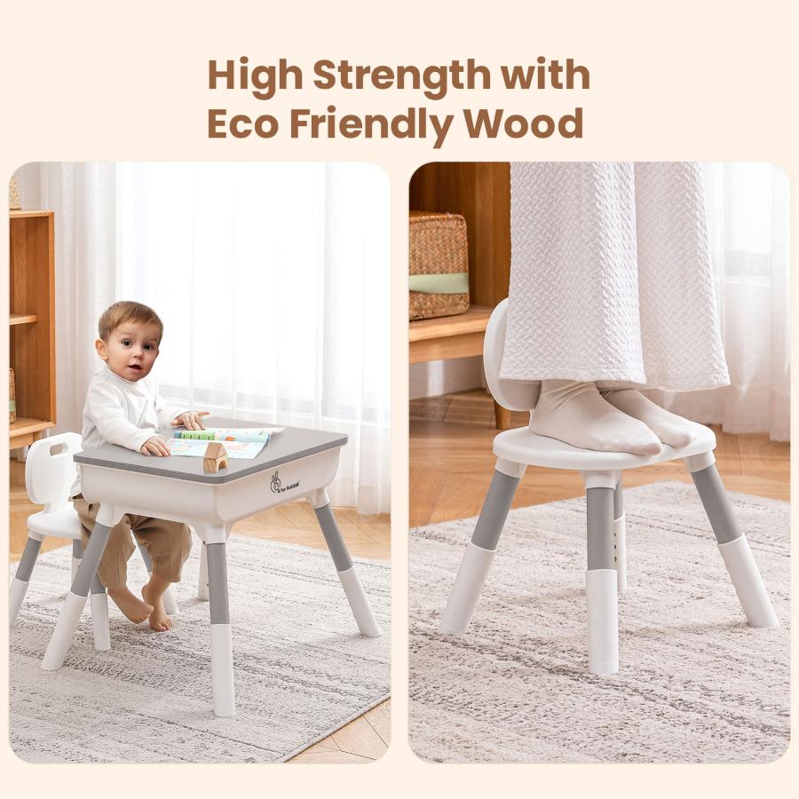 Little Genius Woodland Kids Study Table With Chair - Grey - Image 2