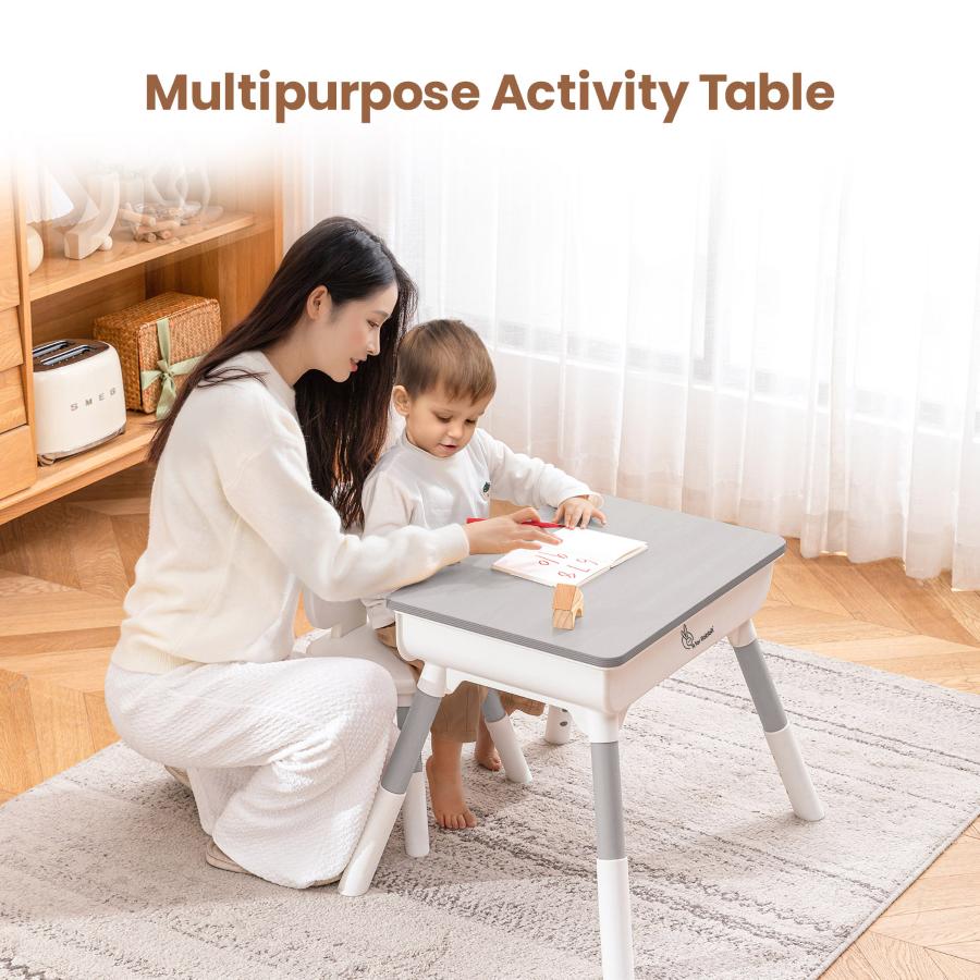 Little Genius Woodland Kids Study Table With Chair - Grey - Image 8