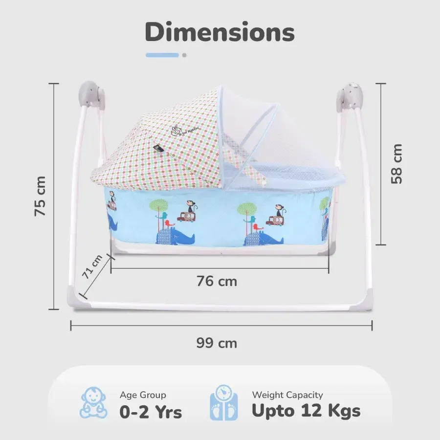 Lullabies Cradle - Auto Swing With Remote Control, 16 In-Built Soothing Music Tunes, Mosquito Net Baby Cradle, 3-Point Safety, Swing Lock - Blue - Image 6