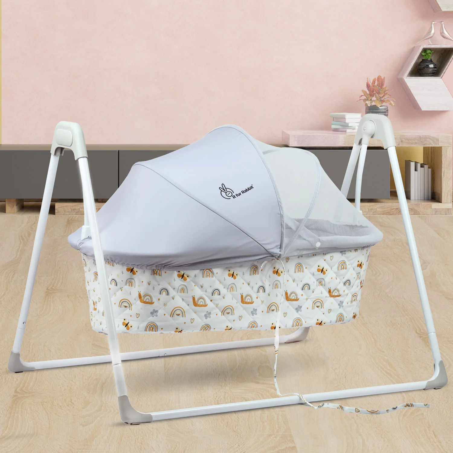 Lullabies Manual Baby Cradle Safe & Comfortable Baby Bed - Grey Multi