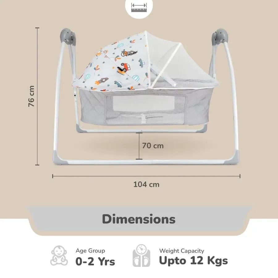 Lullabies Plus Auto Swing Baby Cradle - Grey - Image 10