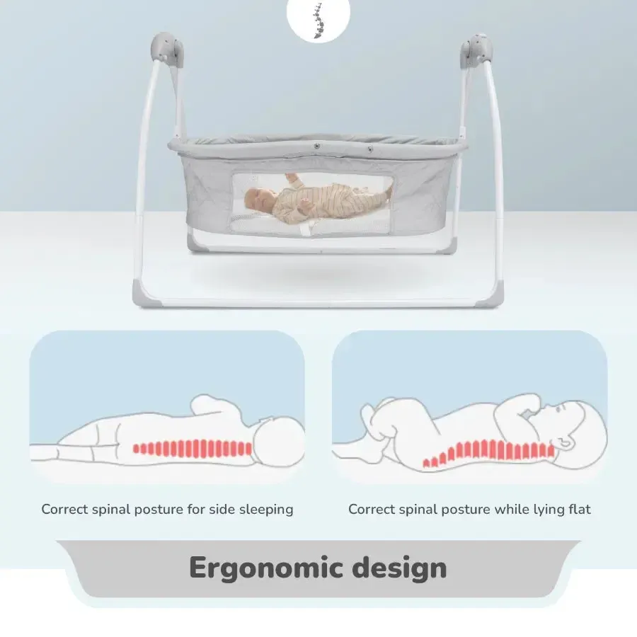 Lullabies Plus Auto Swing Baby Cradle - Grey - Image 5