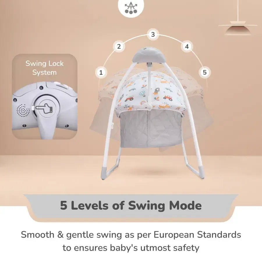 Lullabies Plus Auto Swing Baby Cradle - Grey - Image 6