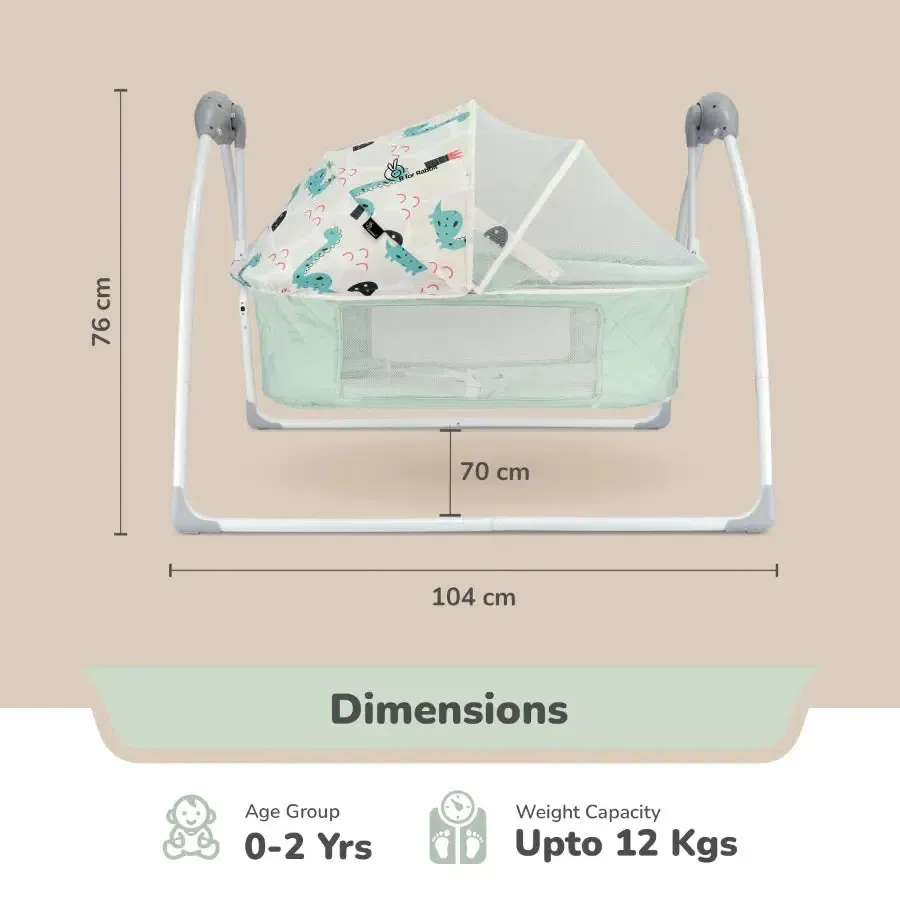 Lullabies Plus Auto Swing Baby Cradle - Sea Green - Image 10