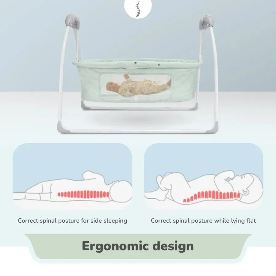 Lullabies Plus Auto Swing Baby Cradle - Sea Green - Image 5