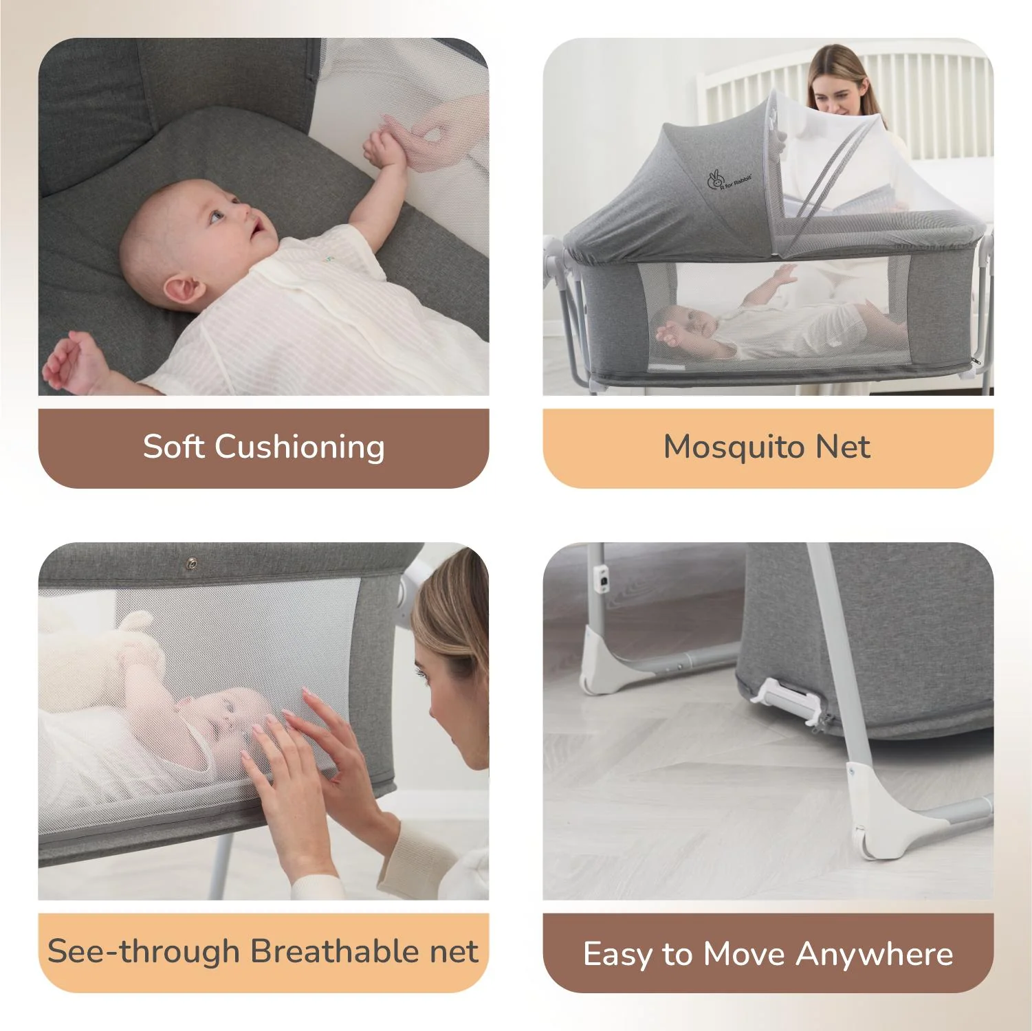 Lullabies Smart Electric Cradle For Babies 4 in 1 Multipurpose Cradle - Grey - Image 7