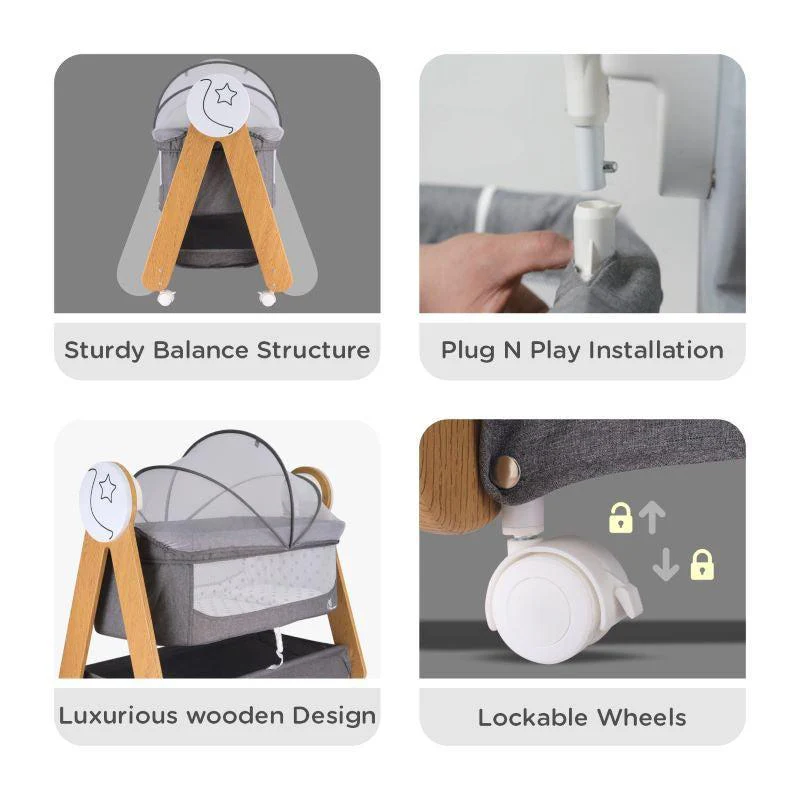 Lullabies Woodsy Electric Cradle For Babies - Grey - Image 4