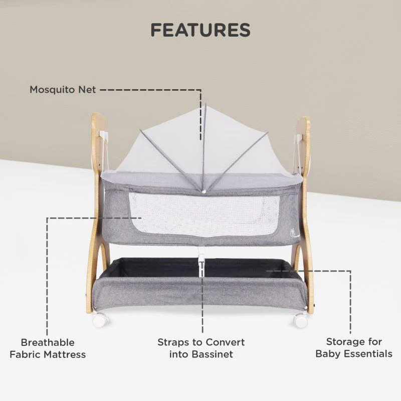 Lullabies Woodsy Manual Baby Cradle - Dark Grey - Image 4