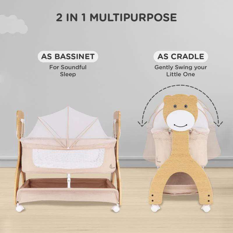 Lullabies Woodsy Manual Baby Cradle - Beige - Image 3