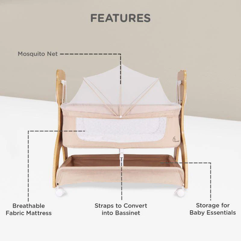 Lullabies Woodsy Manual Baby Cradle - Beige - Image 4