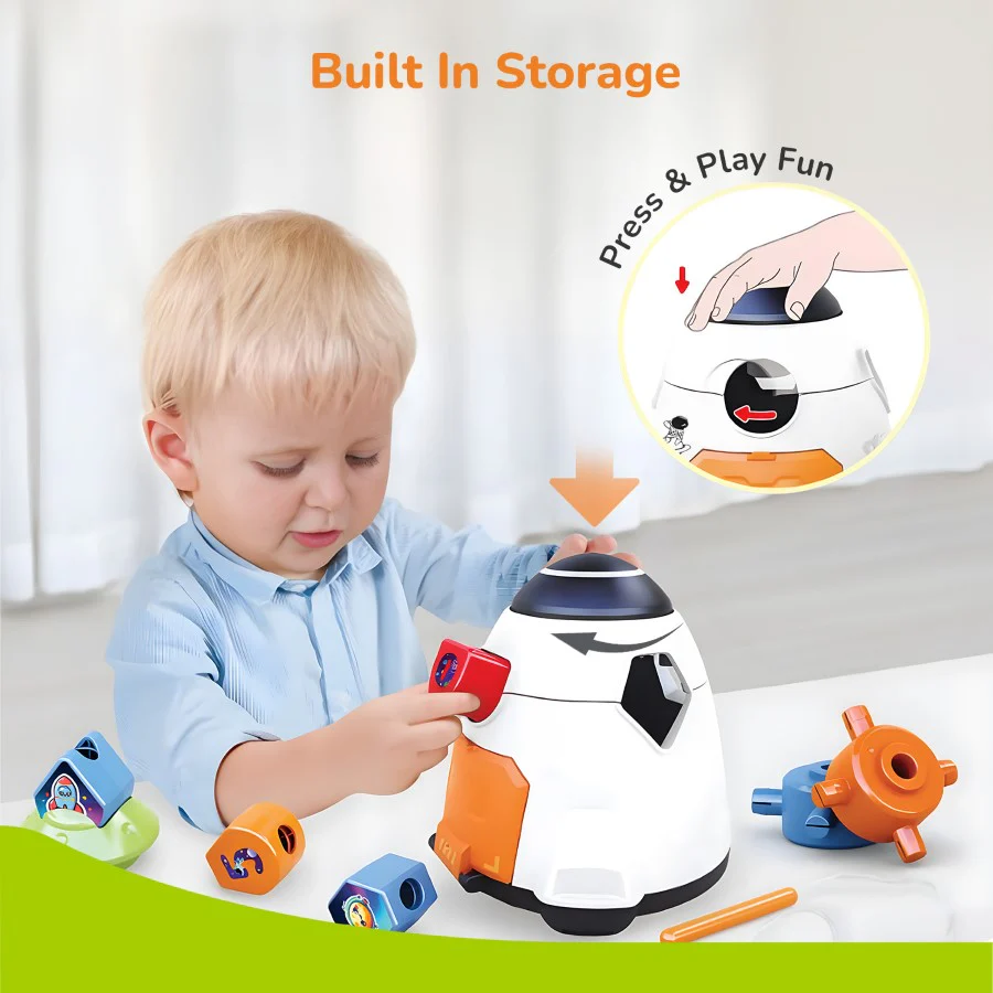 Orapple Astro Multi-Functional Shape Sorter Toy for Kids - White Multi - Image 4