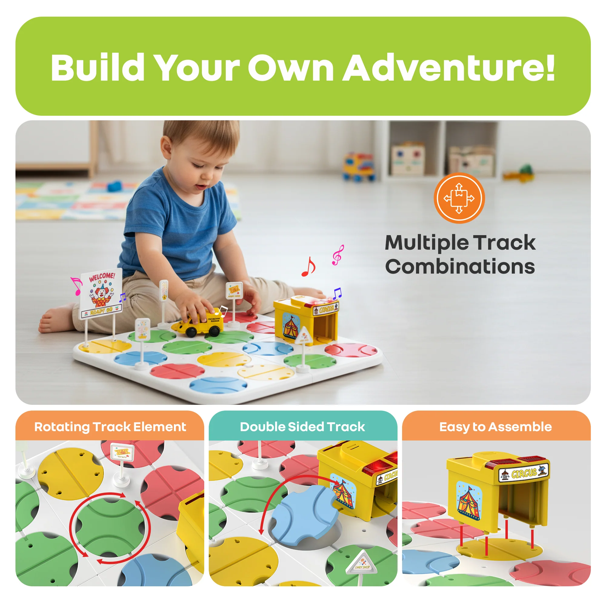 Orapple Carnival - Creative Building Toy with Tracks, Music & Lights, Ideal Gift for Kids 3+ - Multi 1 - Image 3