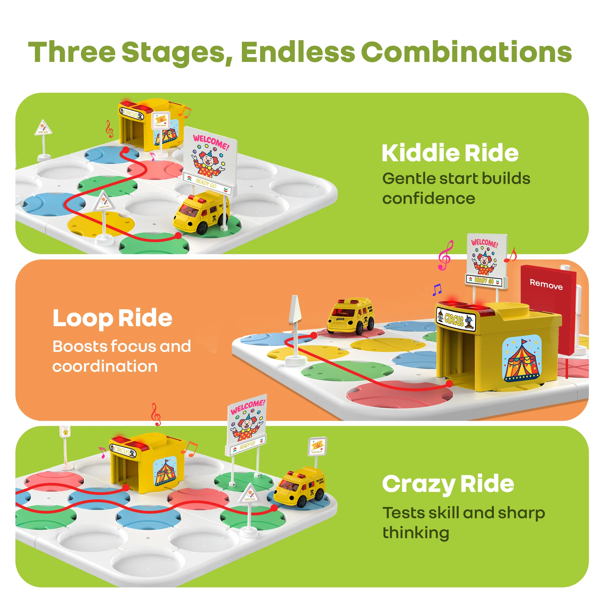 Orapple Carnival - Creative Building Toy with Tracks, Music & Lights, Ideal Gift for Kids 3+ - Multi 1 - Image 4