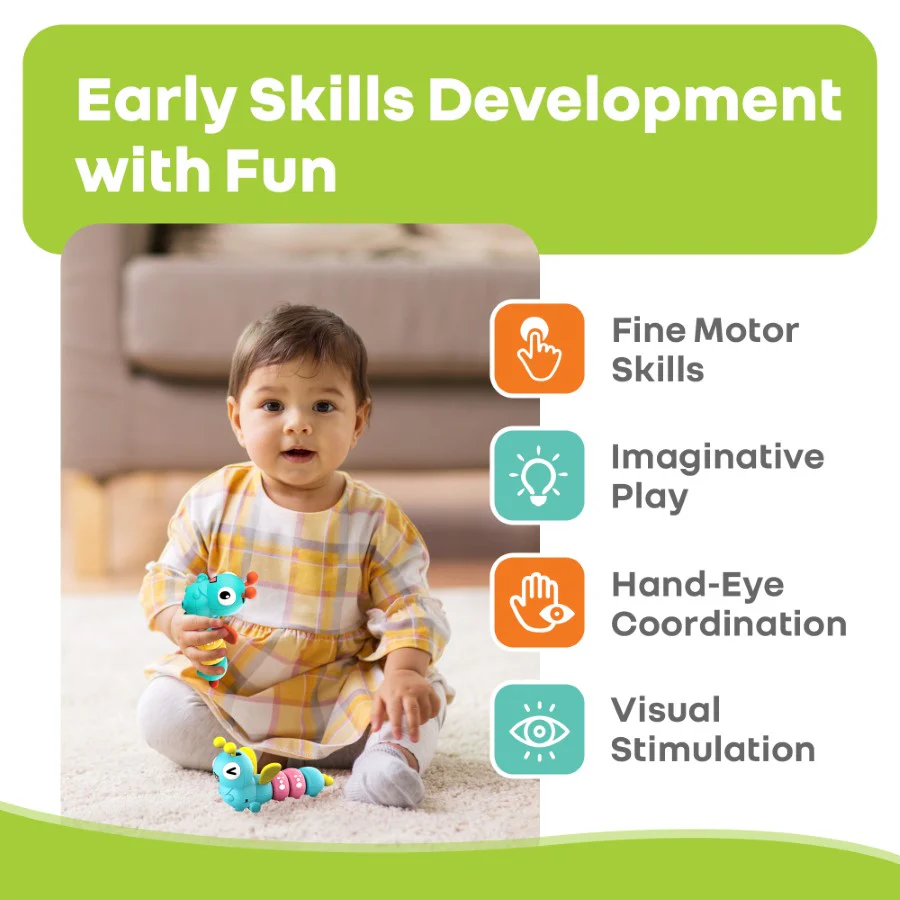 Orapple Caterpillar - Fun Wind-Up Crawling Toy for Kids (Pack of 2) - Multi 1 - Image 3
