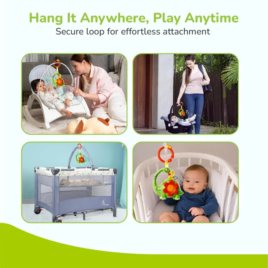 Orapple Dino Tune – Fun & Safe Musical Hanging Toy for Kids - Green Red - Image 3