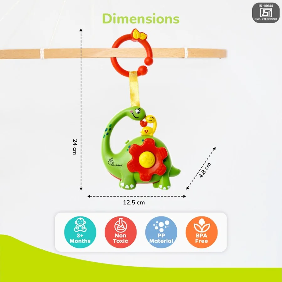 Orapple Dino Tune – Fun & Safe Musical Hanging Toy for Kids - Green Red - Image 8