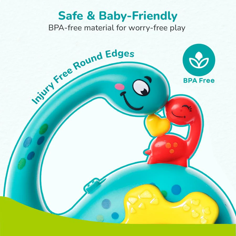 Orapple Dino Tune – Fun & Safe Musical Hanging Toy for Kids - Blue Yellow - Image 2
