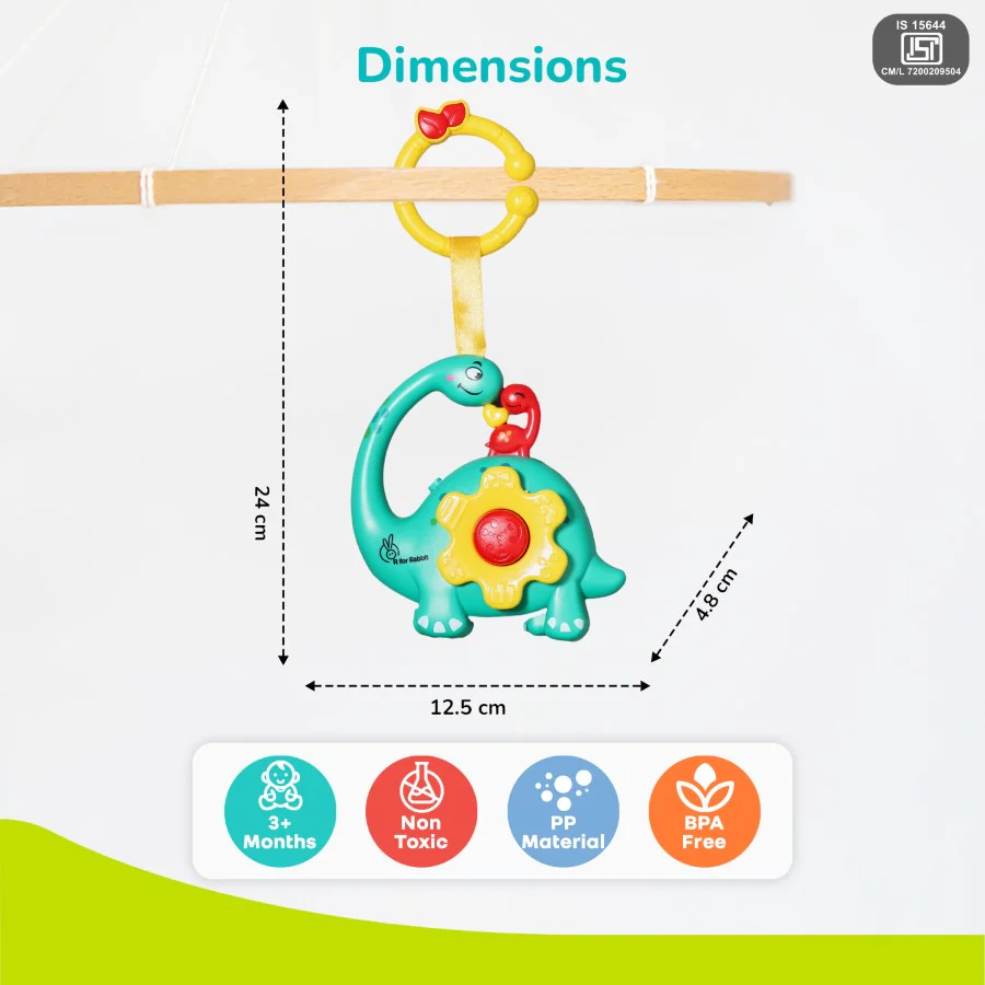 Orapple Dino Tune – Fun & Safe Musical Hanging Toy for Kids - Blue Yellow - Image 8