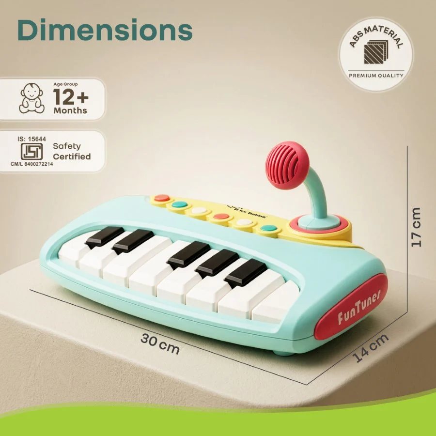 Orapple Funtunes Piano Musical Toy for Kids with Lights, Record & Play Function, 5-Level Volume Control & BIS Certified Safety (12+ Months) - Blue Multi - Image 8