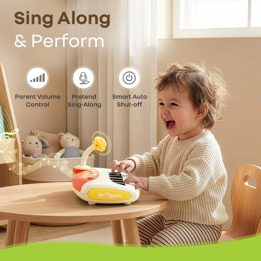 Orapple Funtunes Piano Musical Toy for Kids with Lights, Record & Play Function, 5-Level Volume Control & BIS Certified Safety (12+ Months) - Beige Multi - Image 6