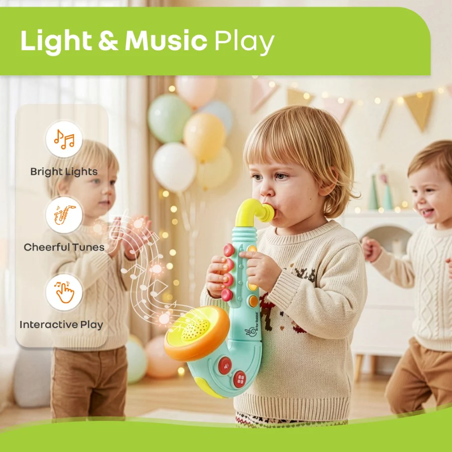 Orapple Funtunes Saxophone Musical Toy for Kids with Lights, 4 Play Modes, Built-in Melodies, Smart Auto Shut-Off & BIS Certified Safety (12+ Months) - Blue Multi - Image 4